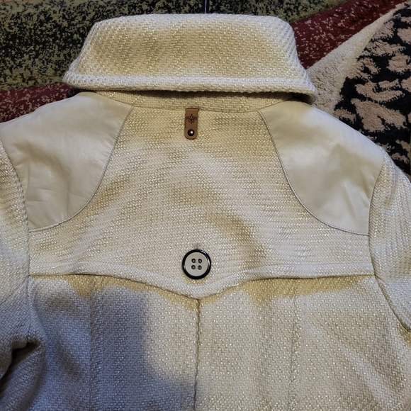 Mackage women's wool leather cream pea coat size M - Picture 4 of 10